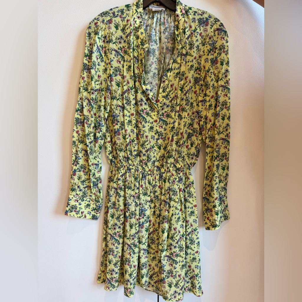 Zadig And Voltaire Lemon Color Floral Silk Dress